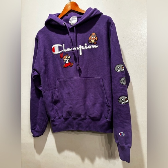Champion Purple Hoodie Mario size small rare video game - Picture 9 of 10
